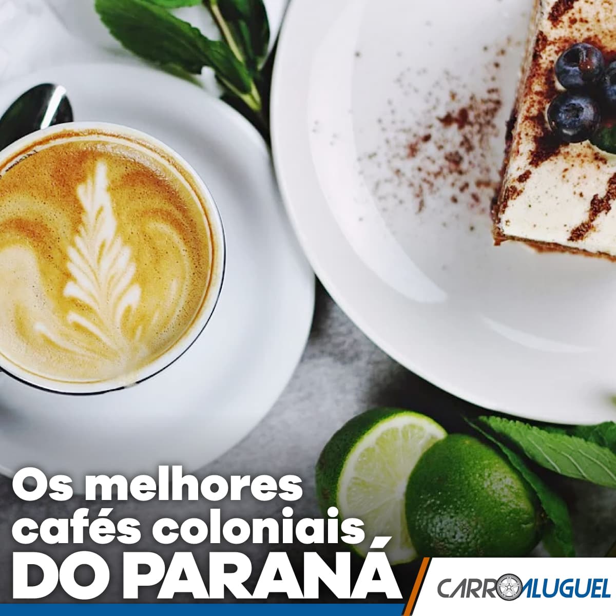 Imagem de um prato com café e pedaço de torta com o título: Os melhores cafés coloniais do Paraná