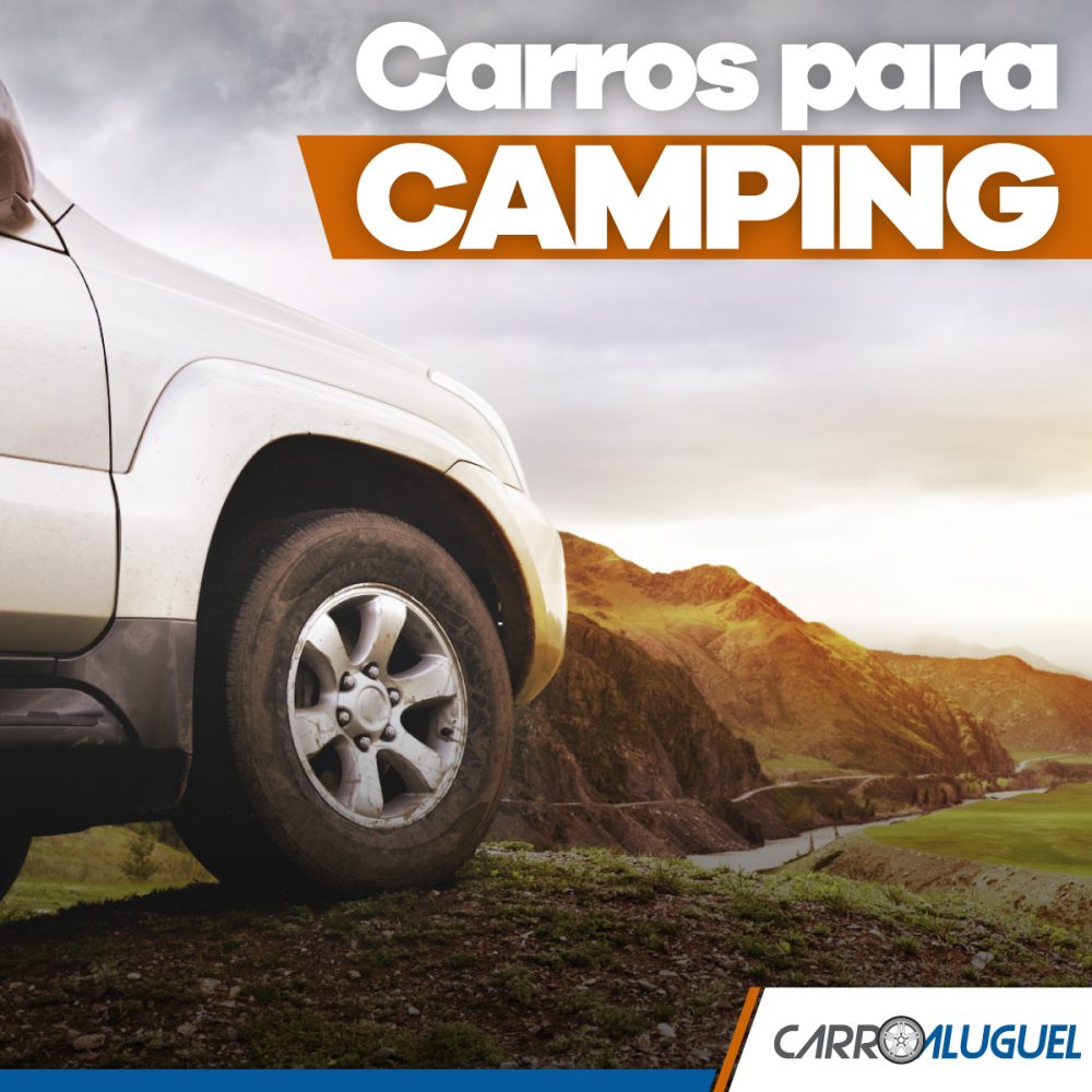 Imagem de metade de um carro numa trilha com o título: Carros para camping