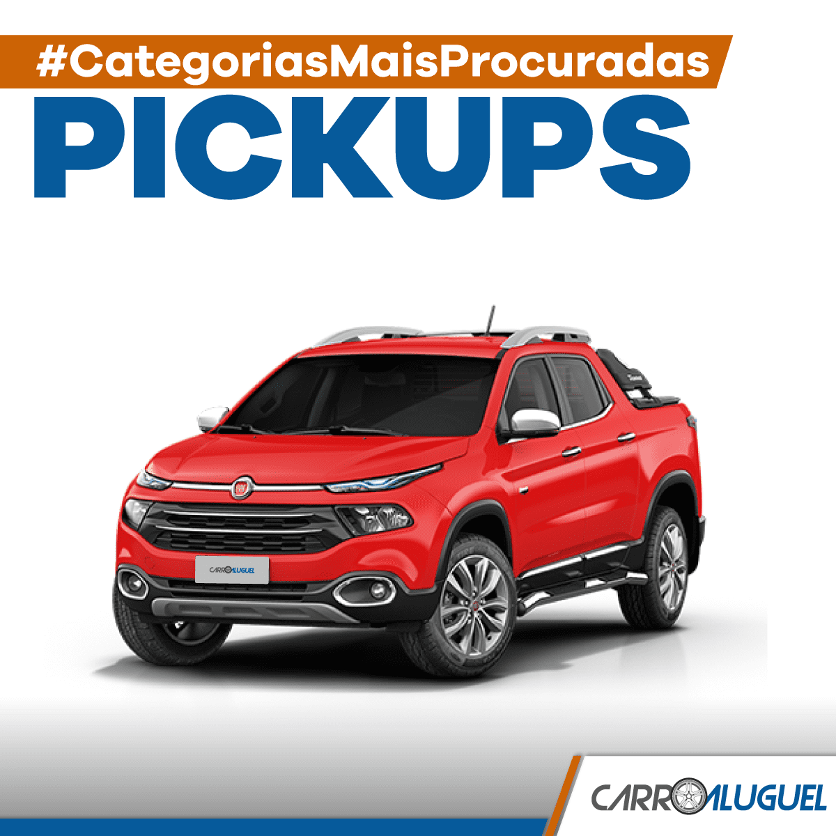 Imagem de um Fiat Toro vermelho, com o título: #categoriasmaisprocuradas pickups