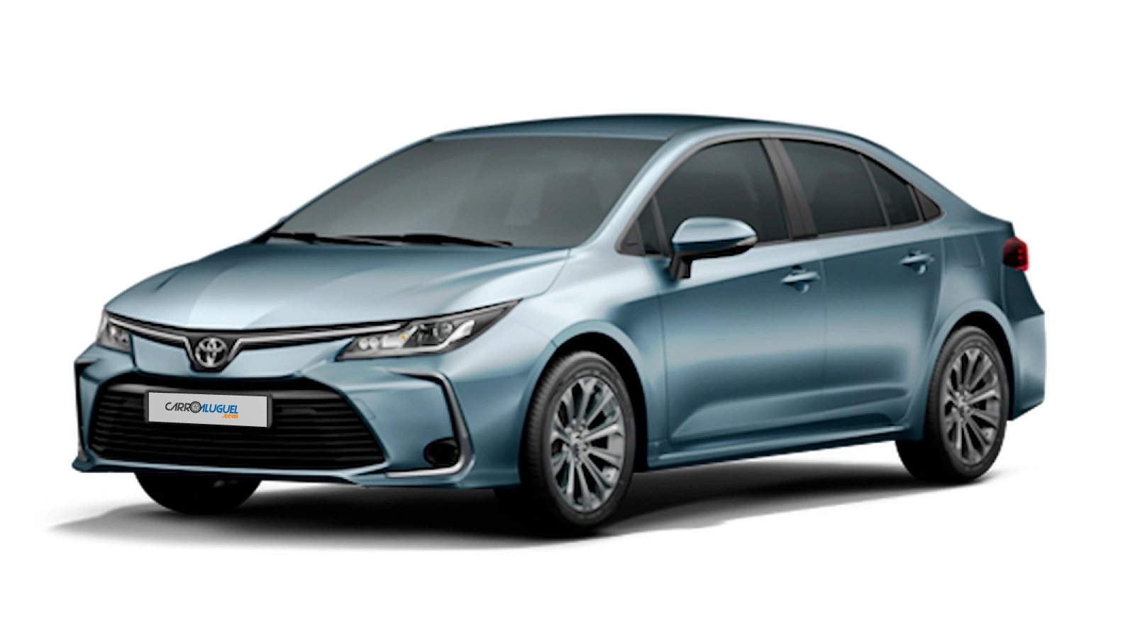 Sedan cinza-azulado.