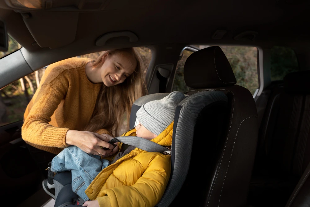 instalação correta de cadeirinha em carro alugado para viagem com crianças